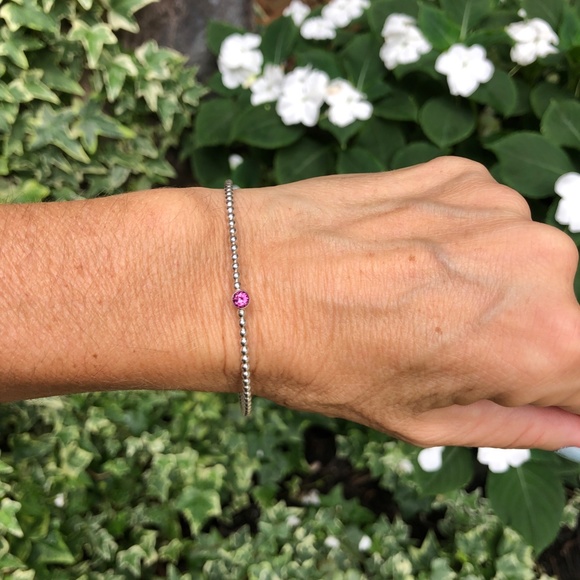 Dainty Garnet and Silver Bracelet - Picture 6 of 10